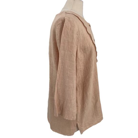 NWT Hot Cotton Tunic Top 100% Linen Button Up Shirt Lagenlook Size Large - Picture 5 of 9